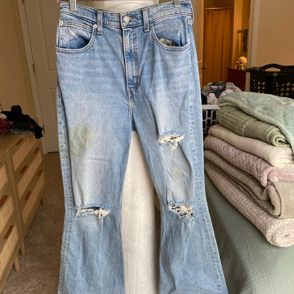 Levi's Light Blue Distressed Flare Jeans